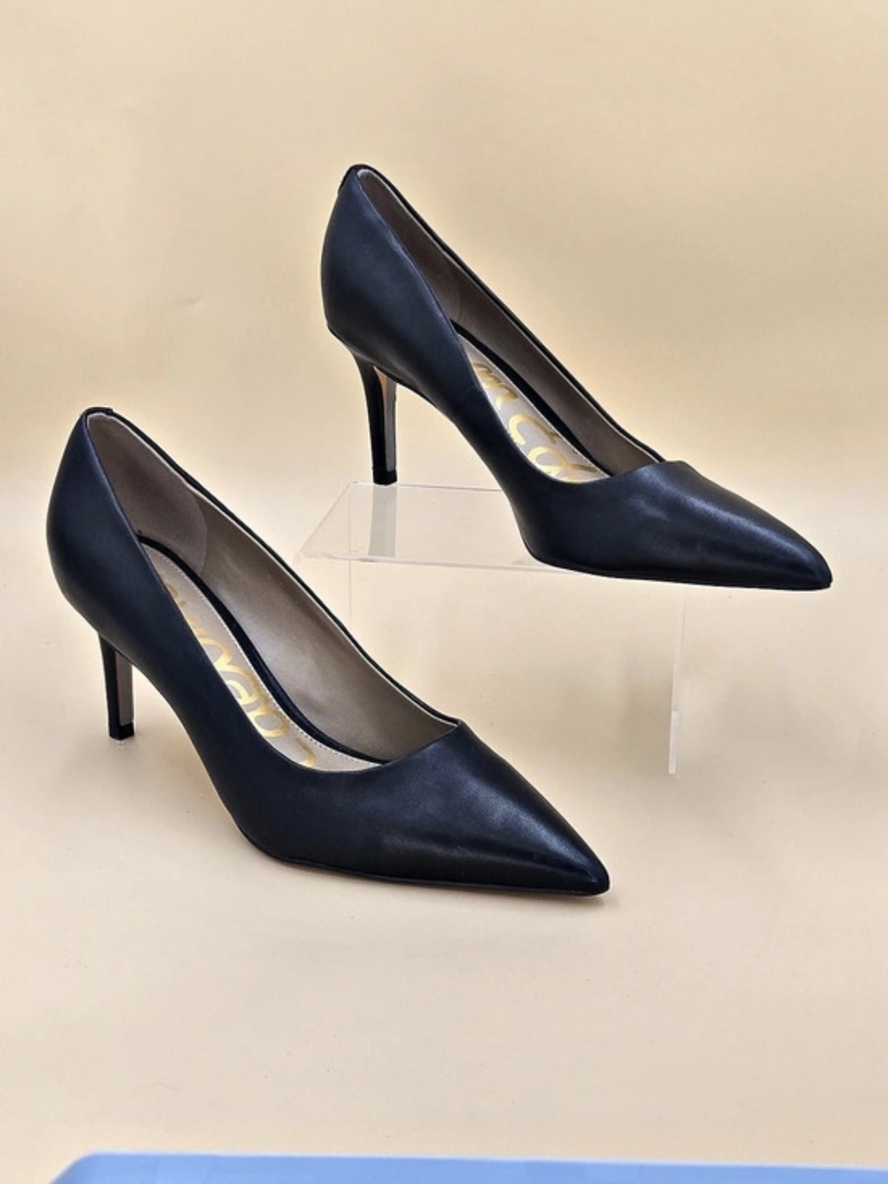 Sam Edelman Hazel Pointed Toe Stiletto Heel Black Leather Pump Women's Size 9